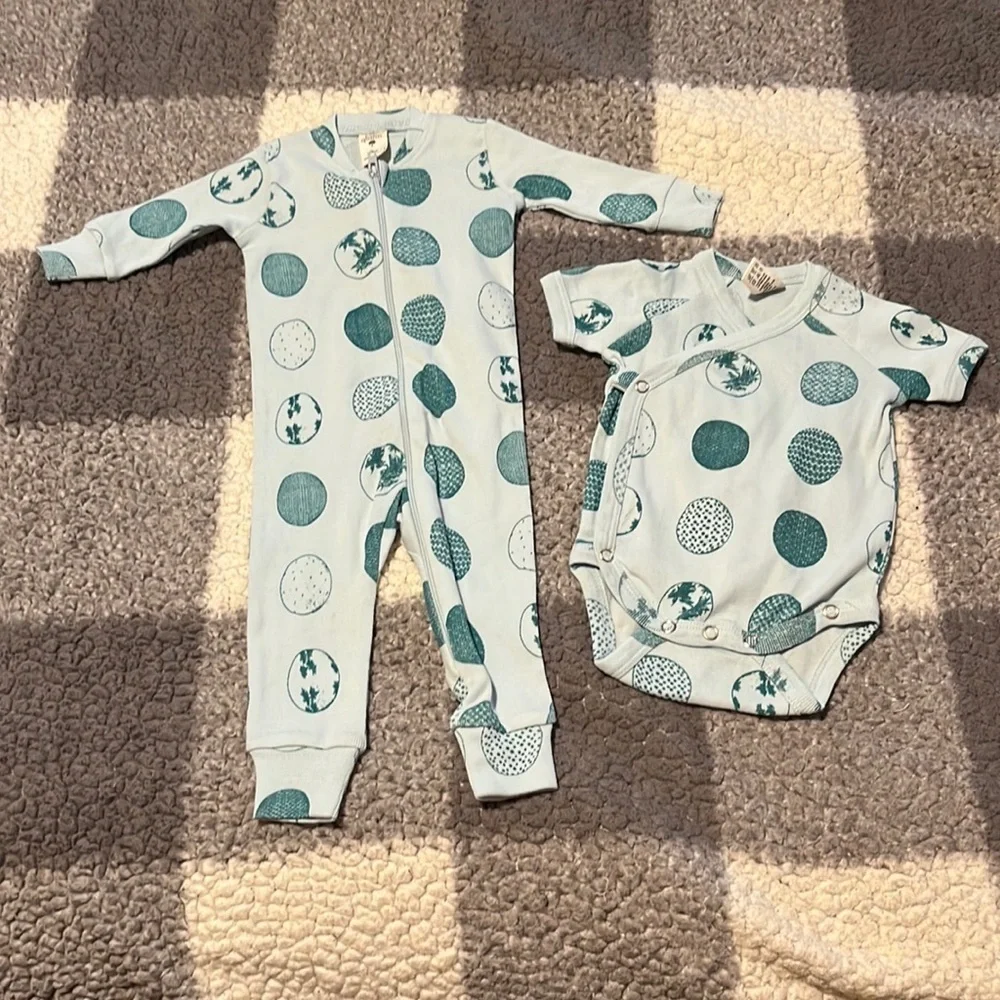 New Kate Quinn Newborn Layette 2 Piece Set Robin’s Egg Blue Jumper Easter NWOT